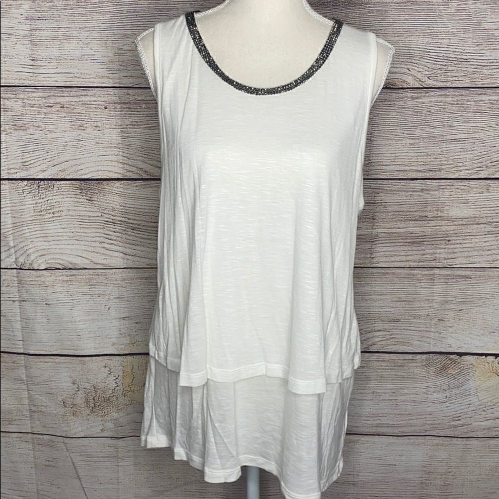 Lila Rose White High Cut Tank Top Blouse